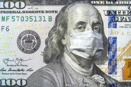 100 dollar money bill with face mask